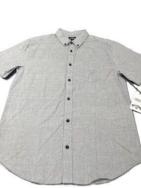 Billabong All Day Stretch Woven Button Up Shirt Men's Small Gray SS NWT